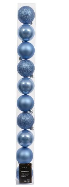 CONFEZIONE 10 PALLINE NATALE PLASTICA DIA6CM SKY BLUE