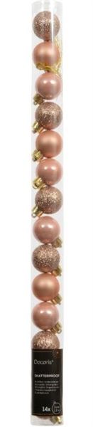 CONFEZIONE 14 PALLINE NATALE PLASTICA DIA3CM PEACH PEARL