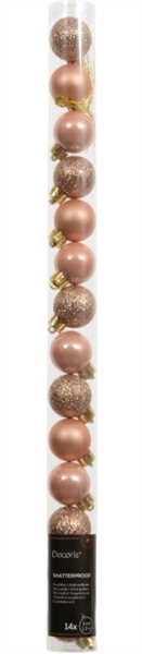 CONFEZIONE 14 PALLINE NATALE PLASTICA DIA3CM PEACH PEARL