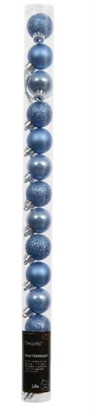 CONFEZIONE 14 PALLINE NATALE PLASTICA DIA3CM SKY BLUE