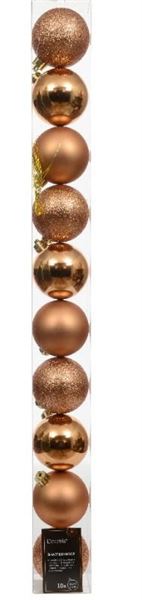 CONFEZIONE 10 PALLINE NATALE PLASTICA DIA6CM BRANDY
