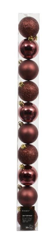 CONFEZIONE 10 PALLINE NATALE PLASTICA DIA6CM MAROON