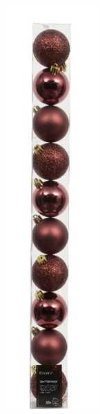 CONFEZIONE 10 PALLINE NATALE PLASTICA DIA6CM MAROON