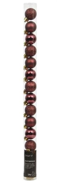 CONFEZIONE 14 PALLINE NATALE PLASTICA DIA3CM MAROON