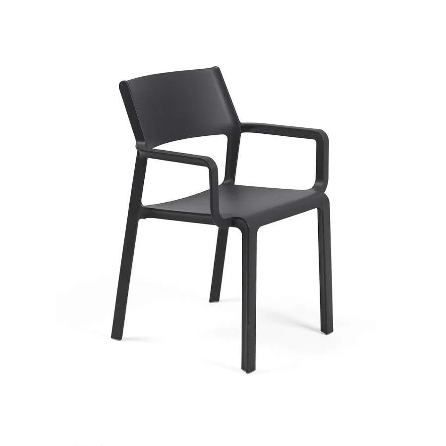 SEDIA CON BRACCIOLI POLIPROPIL. TRILL ANTRACITE CM59X54X83H