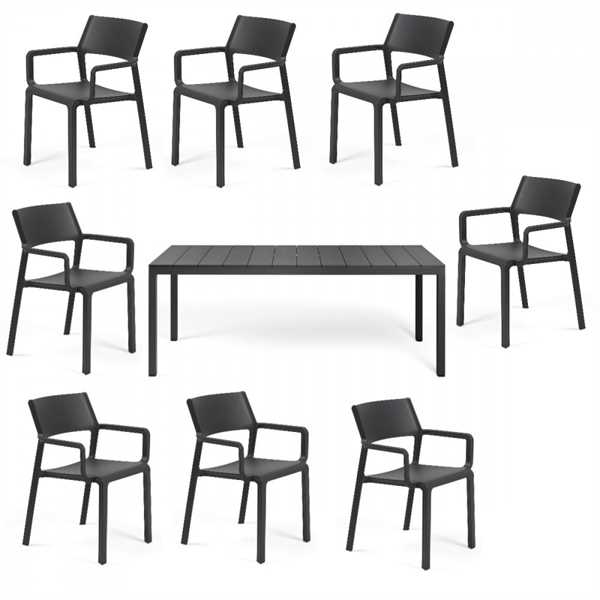 SEDIA CON BRACCIOLI POLIPROPIL. TRILL ANTRACITE CM59X54X83H