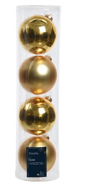 CONFEZIONE 4 PALLINE NATALE VETRO DIA10CM LIGHT GOLD