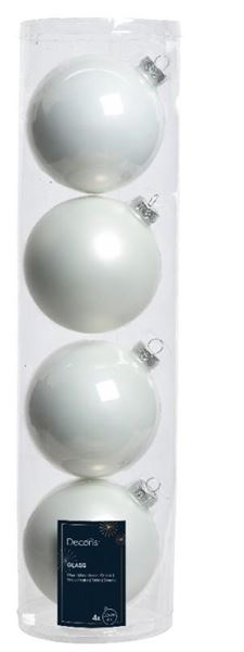 CONFEZIONE 4 PALLINE NATALE VETRO DIA10CM WINTER WHITE