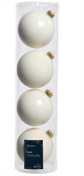 CONFEZIONE 4 PALLINE NATALE VETRO DIA10CM WOOL WHITE