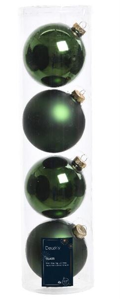 CONFEZIONE 4 PALLINE NATALE VETRO DIA10CM PINE GREEN