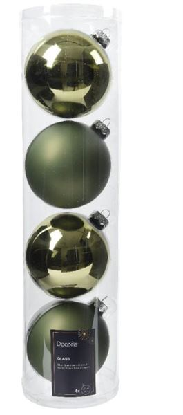 CONFEZIONE 4 PALLINE NATALE VETRO DIA10CM ROSEMARY GREEN