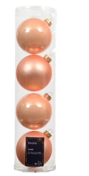 CONFEZIONE 4 PALLINE NATALE VETRO DIA10CM PEACH PEARL