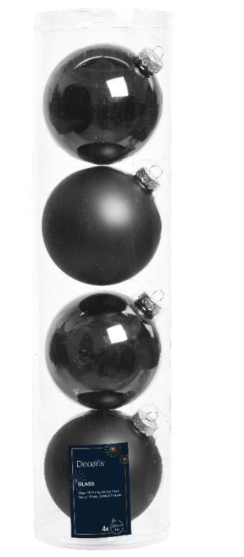 CONFEZIONE 4 PALLINE NATALE VETRO DIA10CM BLACK