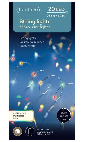 MICROLED A BATT. 20LED MULTICOLOR 1MT FILO SILVER TIMER 6H
