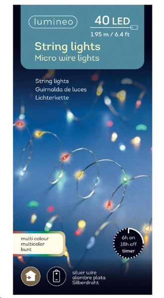 MICROLED A BATT. 40LED MULTICOLOR 2MT FILO SILVER TIMER 6H
