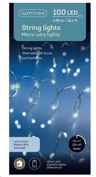 LUCI BATTERIA 100MICROLED L.FREDDA 4,95MT FILO ARGENTO