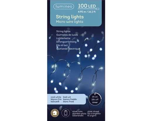 LUCI BATTERIA 100MICROLED L.FREDDA 4,95MT FILO ARGENTO