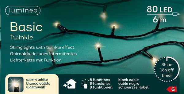 CATENA 80LED LUCE CALDA MT.6 FILO NERO IP44 TIMER
