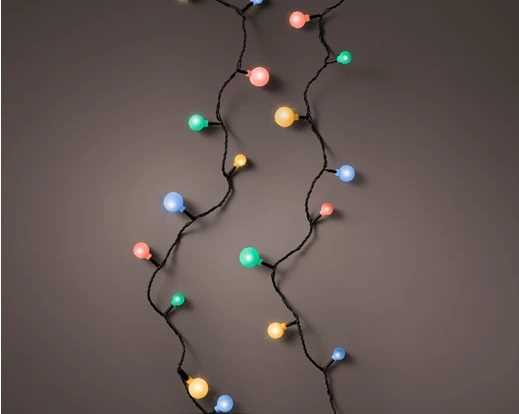 CATENA 240LED C/CAPS 3SIZES MULTICOLOR 18MT FILO NERO IP44