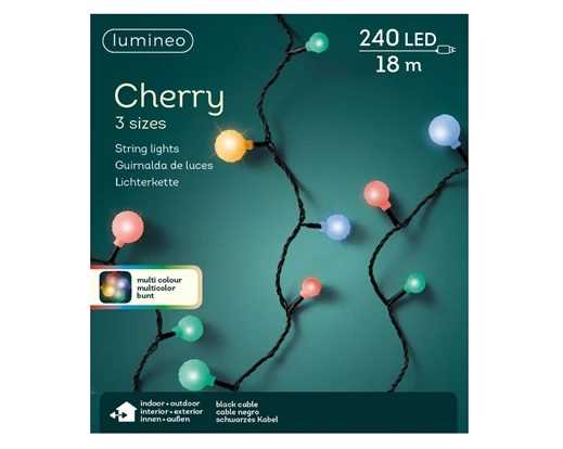 CATENA 240LED C/CAPS 3SIZES MULTICOLOR 18MT FILO NERO IP44