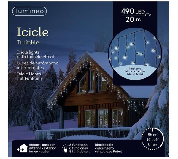 TENDA LUMINOSA 490LED LUCE FREDDA MT.20 FILO NERO IP44 TIMER