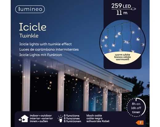TENDA LUMINOSA 259LED LUCE CALDA MT.11 FILO NERO IP44 TIMER