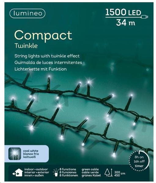 CATENA LUCE FREDDA 1500LED COMPACT 34M FILO VERDE IP44 T+8F