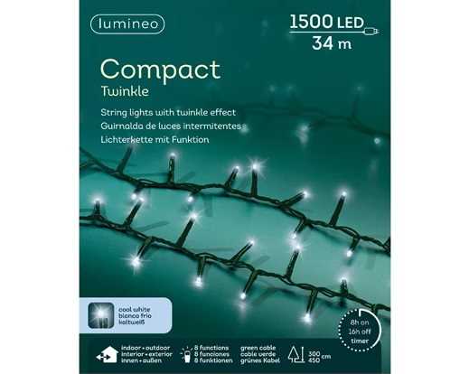 CATENA LUCE FREDDA 1500LED COMPACT 34M FILO VERDE IP44 T+8F