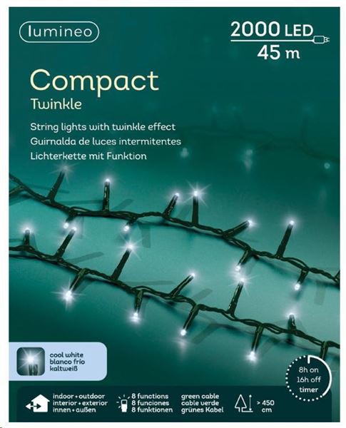 CATENA LUCE FREDDA 2000LED COMPACT 45M FILO VERDE IP44 TIMER