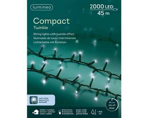 CATENA LUCE FREDDA 2000LED COMPACT 45M FILO VERDE IP44 TIMER