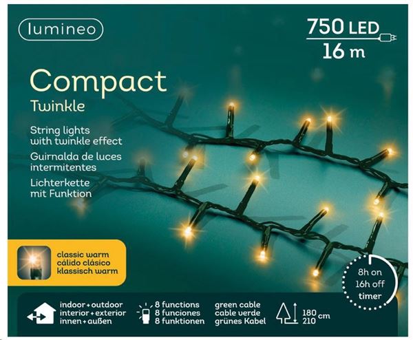 CATENA LUCE C.CLASSICO 750LED MT.16 FILO VERDE IP44 8FUNZ.