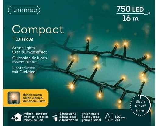 CATENA LUCE C.CLASSICO 750LED MT.16 FILO VERDE IP44 8FUNZ.