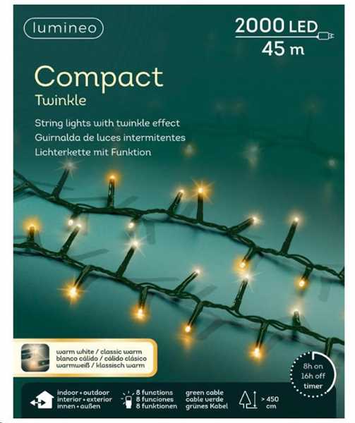 2000 LED COMPACT WARM+CLASSIC 45MT 8F TWINKLE OUTDOOR GREEN