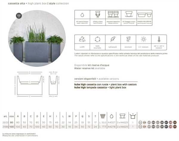 VASO CASSETTA DA ESTERNO KUBE HIGH BIANCO CM.100x40xH70