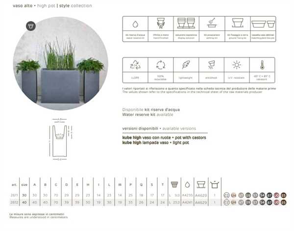 VASO DA ESTERNO QUADRATO ALTO KUBE HIGH BIANCO CM.30x30xH70