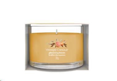 FILLED VOTIVE GLISTENING LEAVES