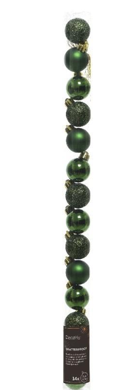 CONFEZIONE 14 PALLINE NATALE PLASTICA DIA3CM PINE GREEN