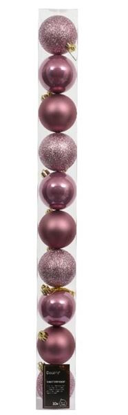 CONFEZIONE 10 PALLINE NATALE PLASTICA DIA6CM VINTAGE PINK