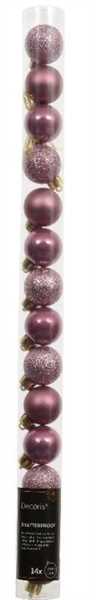 CONFEZIONE 14 PALLINE NATALE PLASTICA DIA3CM VINTAGE PINK