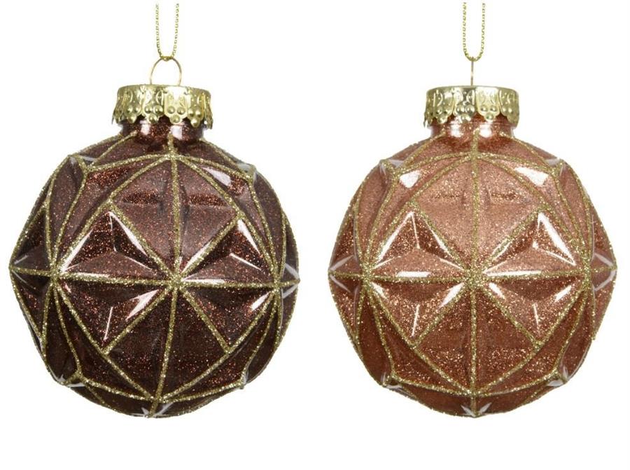 PALLINA NATALE PLASTICA GLITTER GEOMETRICA DIA8CM 2 COL. ASS