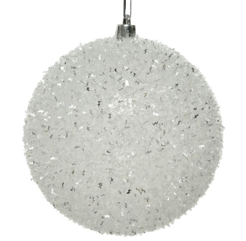 PALLINA DI NATALE PLASTICA ICE GLITTER CM.D10 WHITE/SILVER