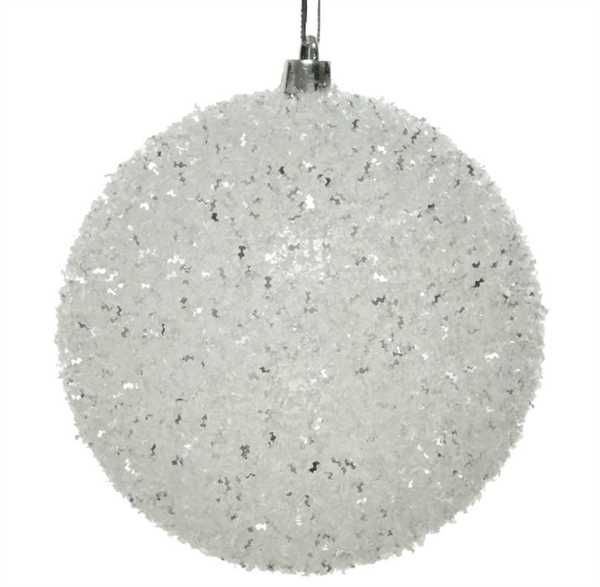 PALLINA DI NATALE PLASTICA ICE GLITTER CM.D10 WHITE/SILVER