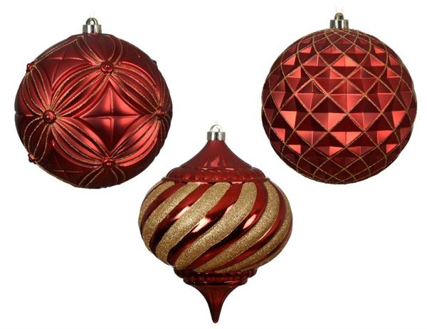 PALLINA NATALE PLASTICA DIA20CM 3ASS. CHRISTMAS RED