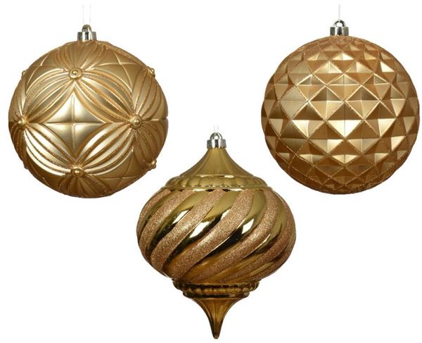 PALLINA NATALE PLASTICA DIA20CM 3ASS. LIGHT GOLD