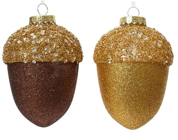 PIGNA GLITTER E PERLINE ORO/MARRONE CM.D10X12,5H