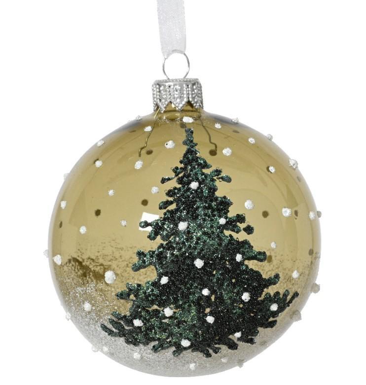 PALLINA NATALE VETRO ALBERO DI NATALE CM.D8 ROSEMARY GREEN