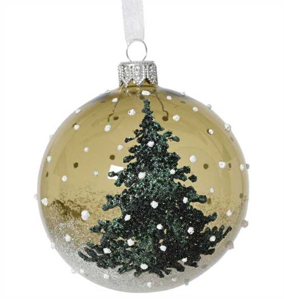 PALLINA NATALE VETRO ALBERO DI NATALE CM.D8 ROSEMARY GREEN