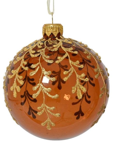 PALLINA NATALE VETRO RAMI DIA8CM ESPRESSO