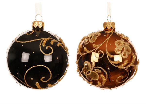 PALLINA NATALE VETRO CURLS AND BUTTERFLY DIA8CM 2 COL. ASS.