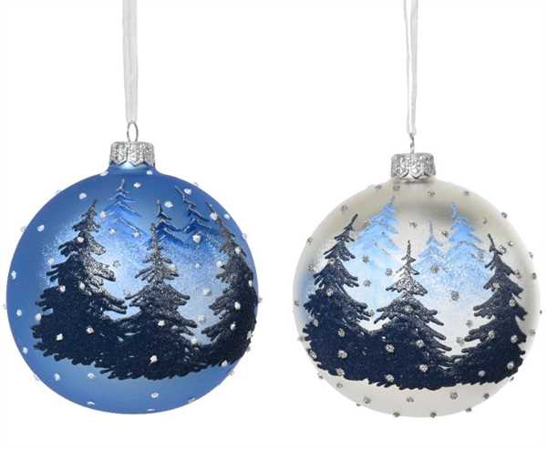PALLINA NATALE VETRO OPACO TREE LANDSCAPE CM.D10 2 COL.ASS.